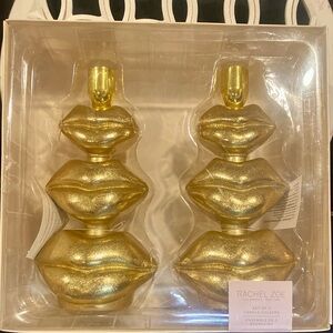 NIB Rachel Zoe Metallic Gold Lip Candle‎ Holders
